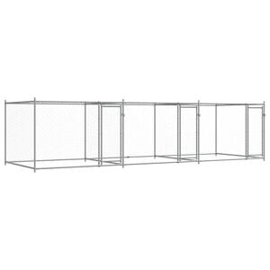 vidaXL Gabbia per Cani con Porte Grigia 6x2x1,5 m in Acciaio Zincato