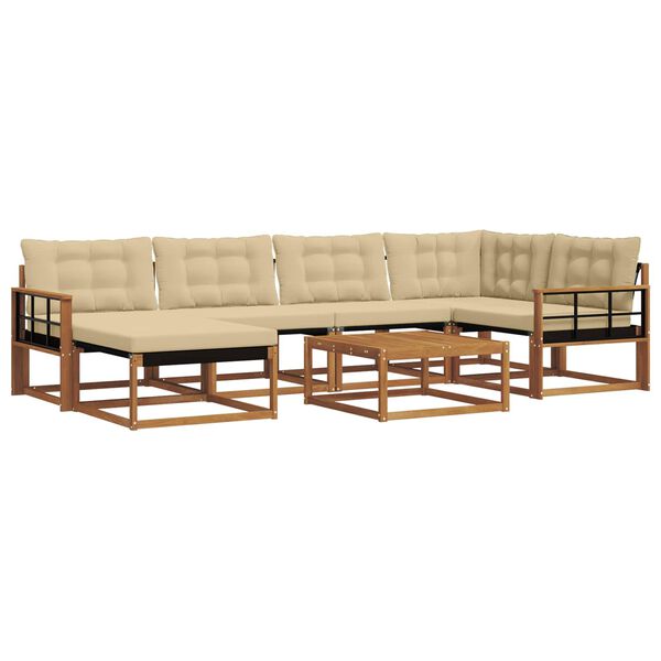 vidaXL Set di divani da esterno con cuscino 19 pcs Naturale e Beige