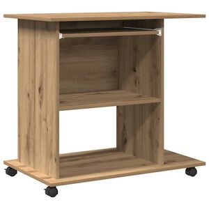 vidaXL Scrivania Computer Rovere Artigianale Legno Multistrato