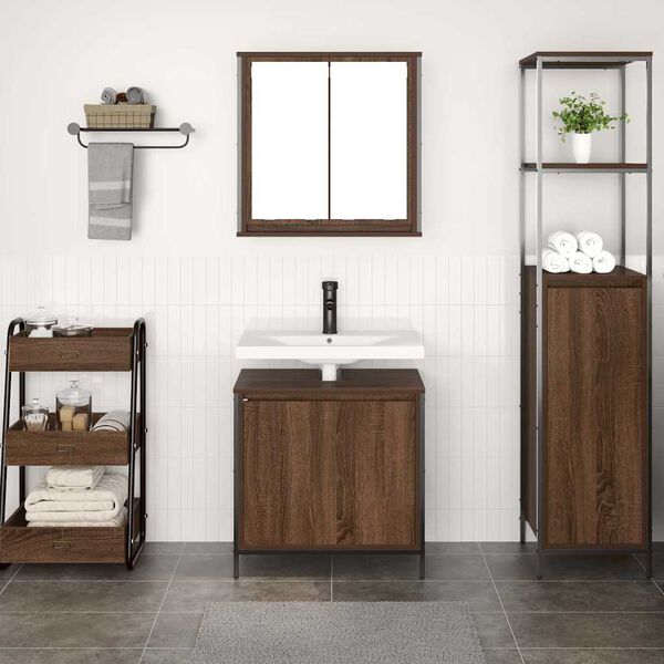 vidaXL Set Mobili da Bagno 2 pz Rovere Marrone in Legno Multistrato