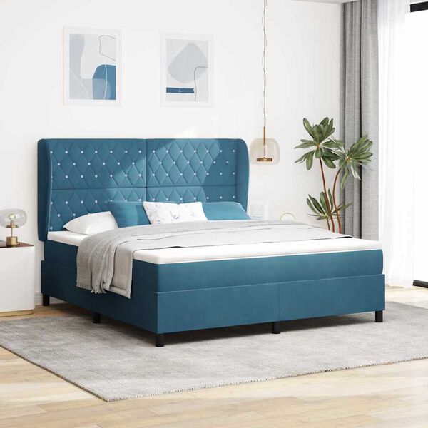 vidaXL Letto a molle con materasso Blu Scuro 200 x 180 cm Poliestere