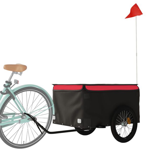 vidaXL Rimorchio da Bici Nero e Rosso 45 kg in Ferro