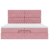 vidaXL Struttura Letto Pouf con Materassi Rosa 200x200 cm Velluto