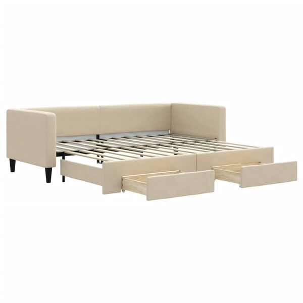 vidaXL Divano Letto Estraibile con Cassetti Crema 80x200 cm in Tessuto