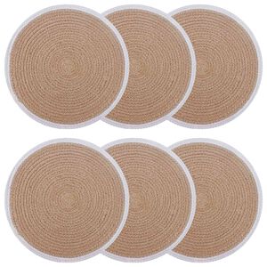 vidaXL Sottobicchieri in juta 6 pz Naturale e Bianco 100% Juta Tossa