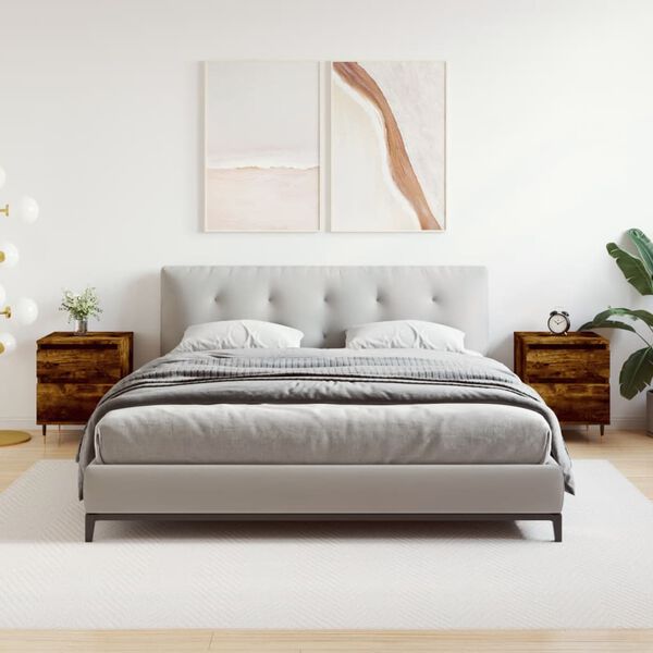 vidaXL Comodini 2pz Rovere Fumo 40x35x50 cm in Legno Multistrato