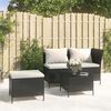 vidaXL Set Divani da Giardino 3 pz con Cuscini Nero in Polyrattan
