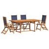 vidaXL Set Pranzo da Giardino 5pz Legno Massello di Acacia e Textilene