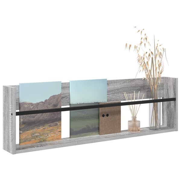 vidaXL Scaffale per riviste Grigio Sonoma 100 x 12 x 30 cm