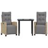 vidaXL Set Pranzo da Giardino 3 pz con Cuscini Beige Misto Polyrattan