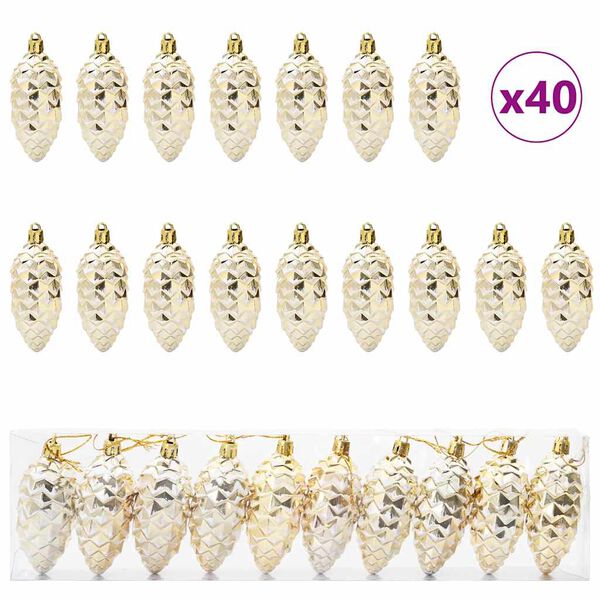 vidaXL Palla di pino di Natale 40 pcs Oro