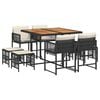 vidaXL Set da Pranzo da Giardino 9 pz con Cuscini Nero in Polyrattan