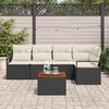 vidaXL Set Divano da Giardino con cuscino 6 pcs Nero polyrattan