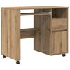 vidaXL Scrivania con Ruote Rovere artigianale Legno multistrato