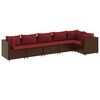 vidaXL Set Mobili da Giardino 6pz con Cuscini in Polyrattan Marrone