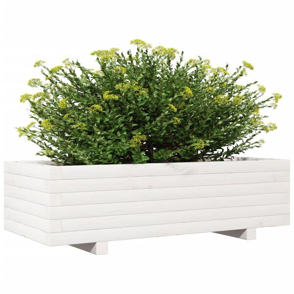 vidaXL Fioriera da Giardino Bianca 90x40x26,5cm Legno Massello di Pino