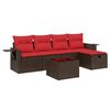 vidaXL Set Divani da Giardino 6 pz con Cuscini Marrone in Polyrattan
