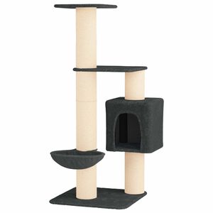 vidaXL Albero per gatti con pali per graffiare in sisal Grigio Scuro