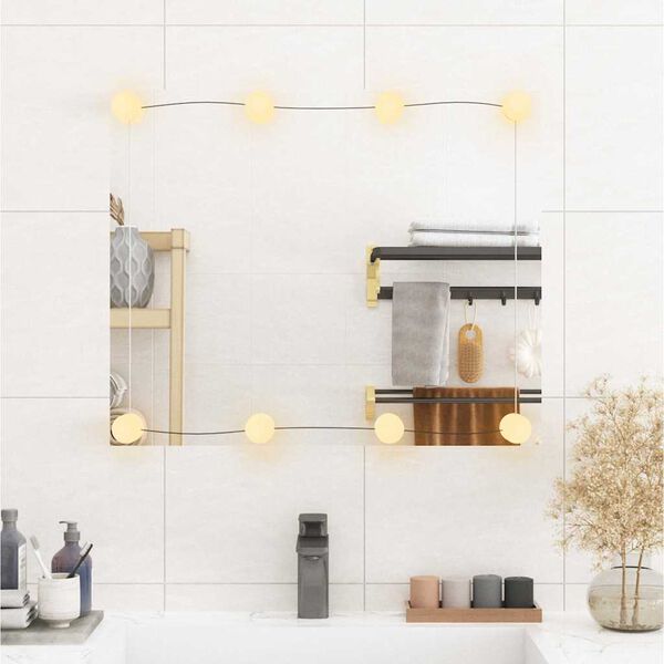 vidaXL Specchio da Parete con Luci LED 50x60 cm Vetro Rettangolare