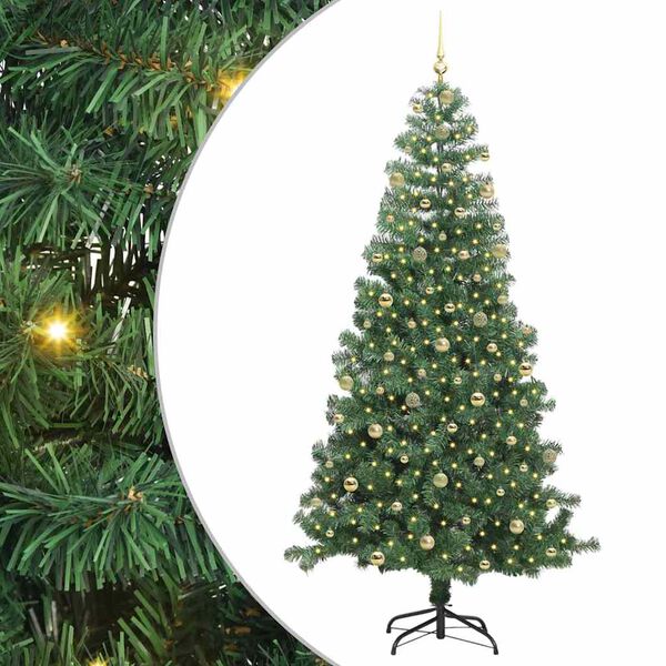 vidaXL Albero di Natale con 300 LED con supporto Verde 240 cm PVC