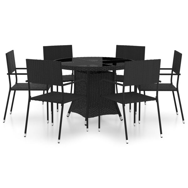 vidaXL Set da Pranzo da Giardino 7 pz in Polyrattan Nero