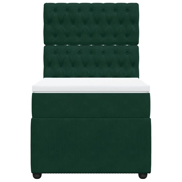 vidaXL Giroletto a Molle con Materasso Verde Scuro 90x200 cm Velluto