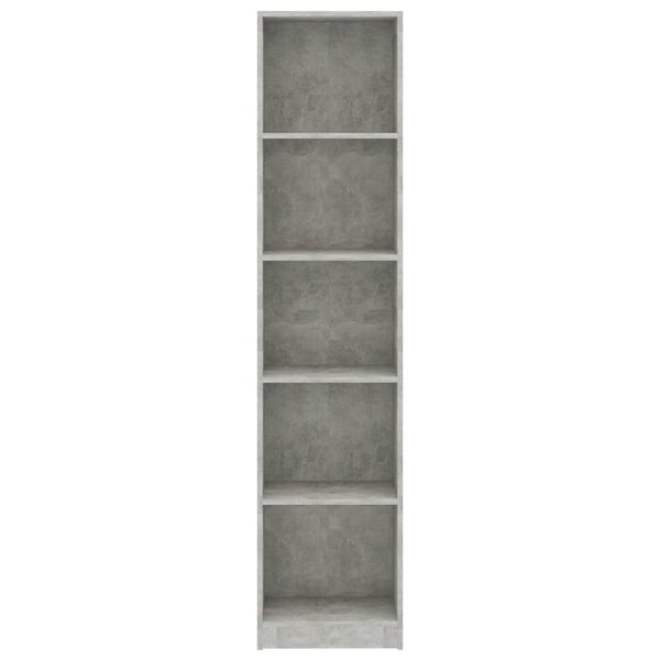 vidaXL Libreria 5 Ripiani Grigio Cemento 40x24x175cm Legno Multistrato