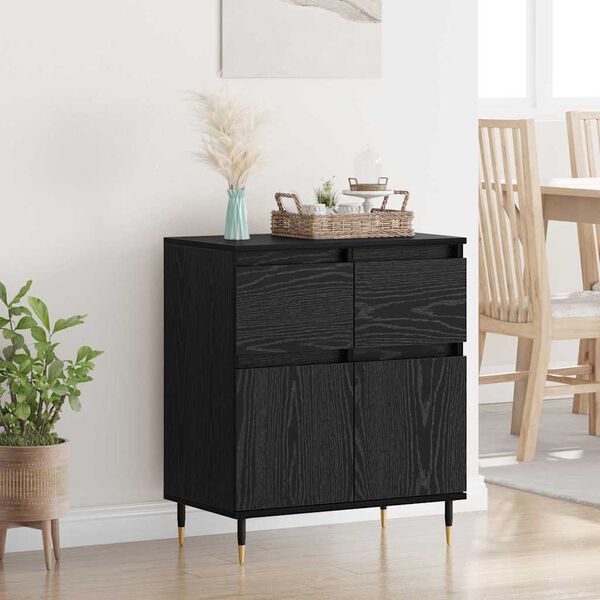 vidaXL Credenza con cassetto Rovere Nero 60 x 35 x 70 cm