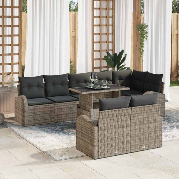vidaXL Set Divano da Giardino 9 pcs Grigio Poly Rattan