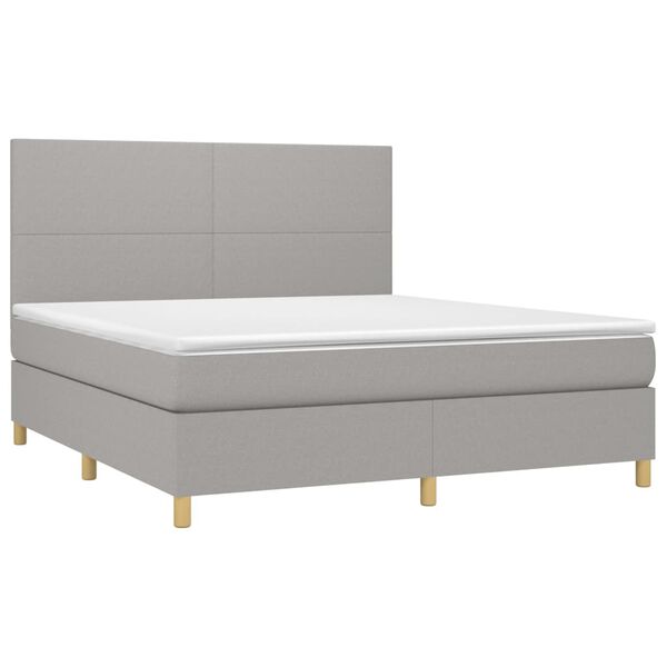 vidaXL Letto a Molle Materasso e LED Grigio Chiaro 160x200 cm Tessuto