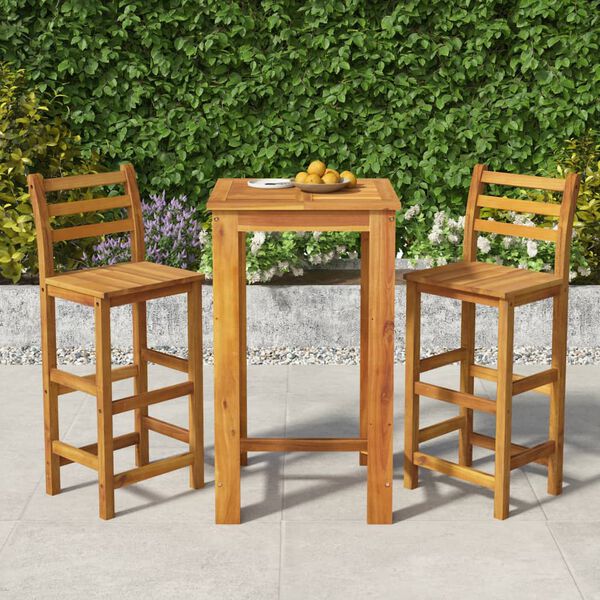 vidaXL Set da Bar da Giardino 3 pz in Legno Massello di Acacia