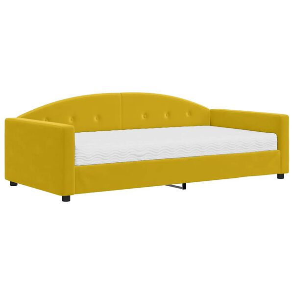 vidaXL Divano Letto con Materasso Giallo 100x200 cm in Velluto
