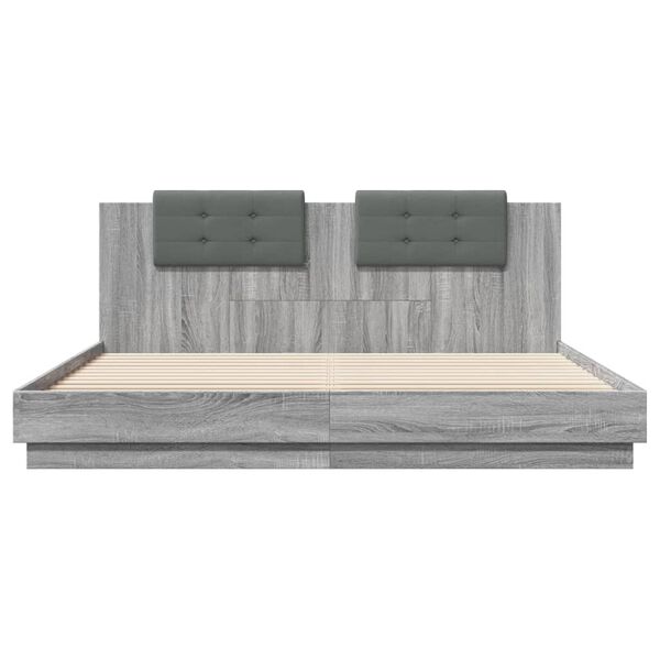 vidaXL Giroletto Testiera Grigio Sonoma 160x200 cm Legno Multistrato
