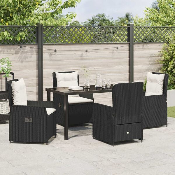vidaXL Set da Pranzo per Giardino 5 pcs Nero polyrattan