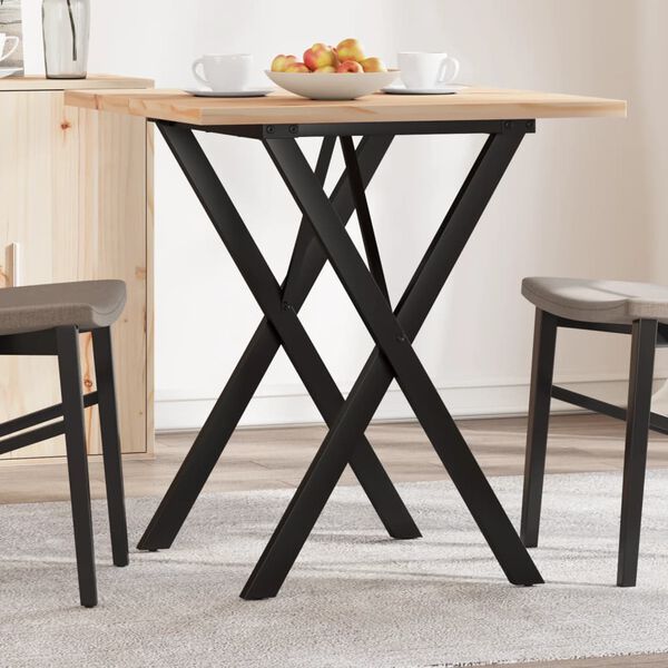 vidaXL Tavolo da Pranzo Telaio a X 70x70x75,5 cm Legno Pino e Acciaio
