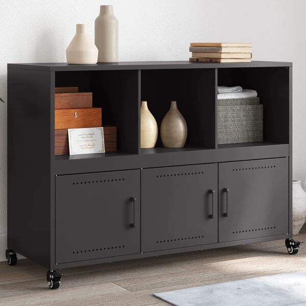 vidaXL Credenza Nera 100,5x39x72 cm in Acciaio