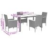 vidaXL Set Pranzo Giardino 5 pz con Cuscini Grigio Polyrattan Acacia