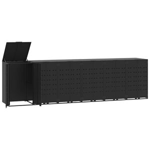 vidaXL Copribidone con Ruote per 6 Bidoni Nera 414x79x117cm in Acciaio
