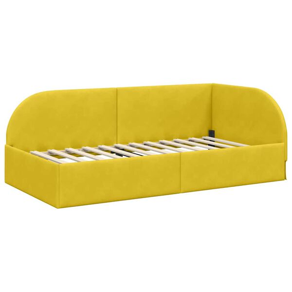 vidaXL Cornice del letto ad angolo con testiera Giallo 90 cm x 190 cm
