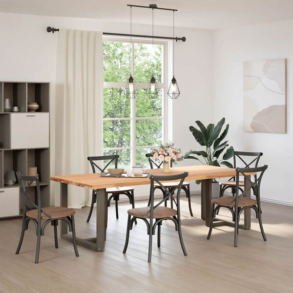 vidaXL Gambe per tavolo da pranzo a forma di T 2 pz nere 100x35x(72-73) cm in acciaio