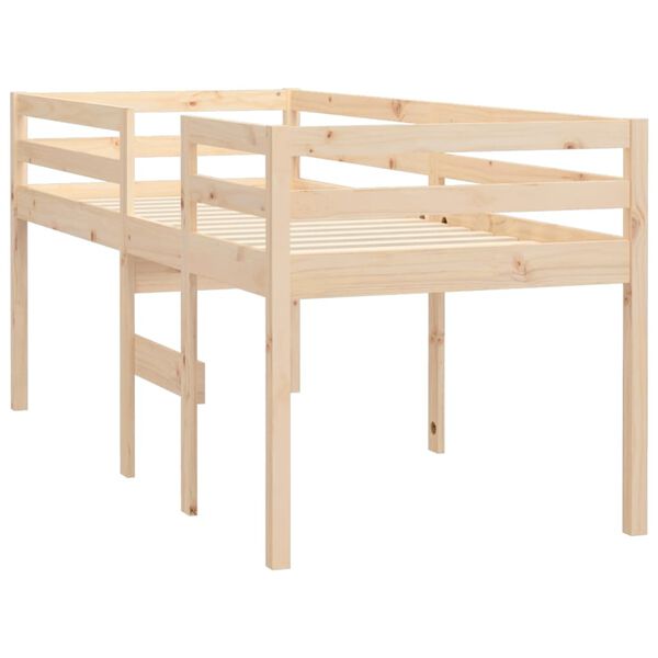 vidaXL Letto a Soppalco 90x190 cm in Legno Massello di Pino