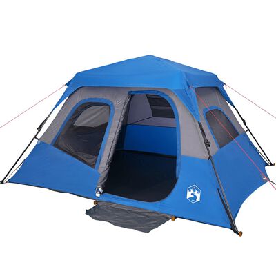 vidaXL Tenda Campeggio 6 Persone Blu Rilascio Rapido Impermeabile