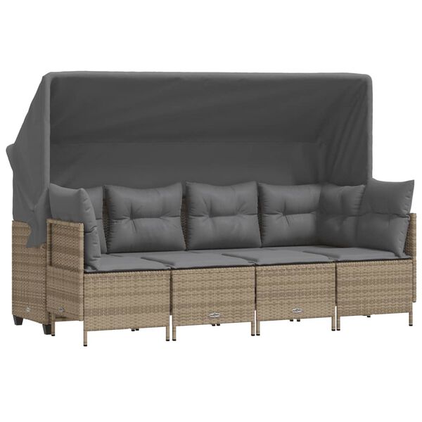 vidaXL Set Divano da Giardino 5 pz con Cuscini Beige in Polyrattan