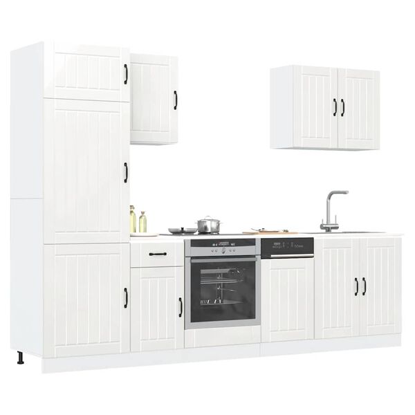 vidaXL Set Mobili da Cucina 7 pz Lucca Bianchi Lucido in Truciolato