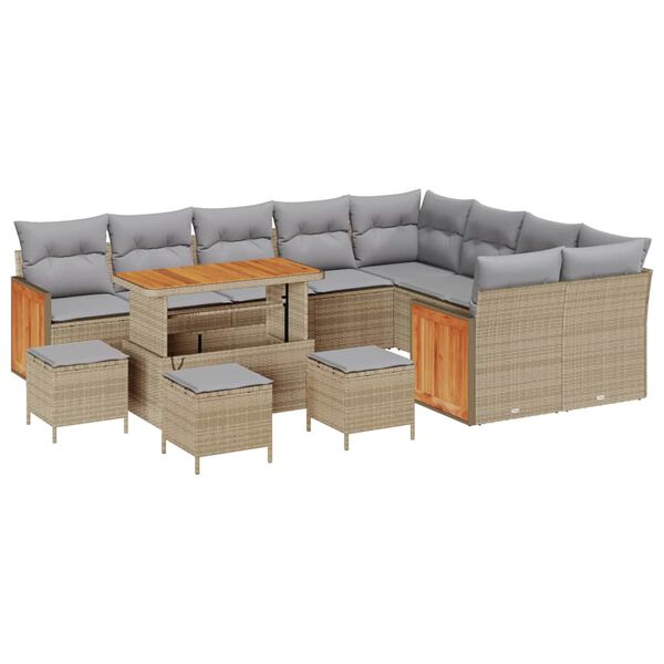 vidaXL Set Divano da Giardino 13 pcs Beige e Grigio Chiaro polyrattan