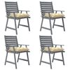 vidaXL Sedie Pranzo per Esterni con Cuscini 4 pz Legno Massello Acacia