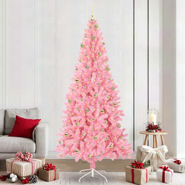 vidaXL Albero di Natale con 300 LED con supporto Rosa 240 cm PVC