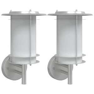 vidaXL Applique da Esterno 2 pz Argento in Acciaio Inossidabile