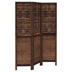 vidaXL Divisorio Ambienti 3 Pannelli Marrone Scuro Massello Paulownia