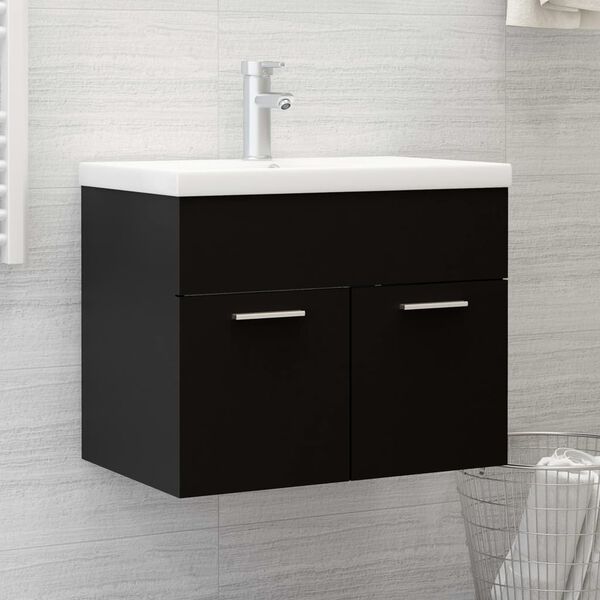 vidaXL Mobile Sottolavabo Nero 60x38,5x46 cm in Legno Multistrato